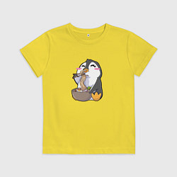 Футболка хлопковая детская Pinguin Ramen, цвет: желтый