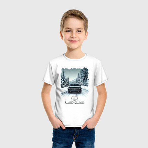 Детская футболка Lexus - зимняя дорога / Белый – фото 3