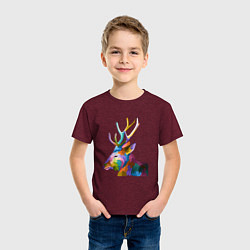 Футболка хлопковая детская Цветной олень Colored Deer, цвет: меланж-бордовый — фото 2