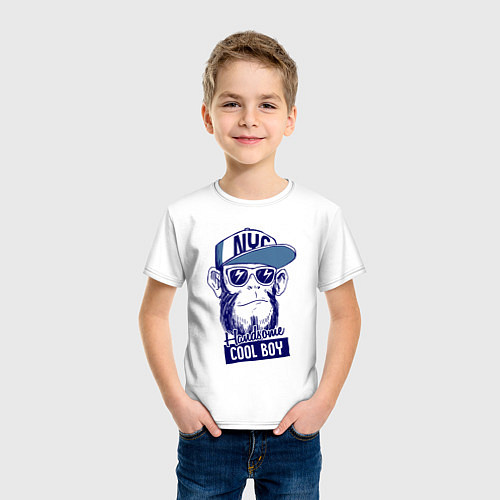 Детская футболка Обезьяна крутой парень / Белый – фото 3