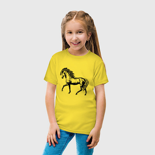 Детская футболка Мустанг Лошадь / Желтый – фото 4