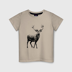 Футболка хлопковая детская Черный олень Black Deer, цвет: миндальный