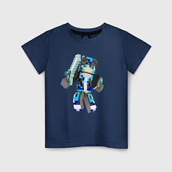 Футболка хлопковая детская Minecraft Warrior!, цвет: тёмно-синий