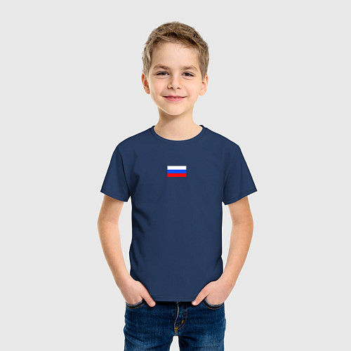 Детская футболка ФЛАГ РОССИИ МИНИМАЛИЗМ / Тёмно-синий – фото 3