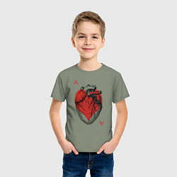 Футболка хлопковая детская Черви огромное сердце, цвет: авокадо — фото 2