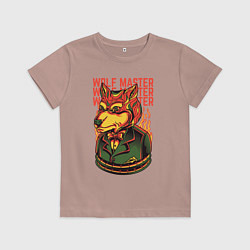 Футболка хлопковая детская Волк хозяин, цвет: пыльно-розовый