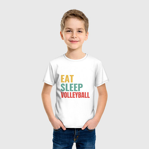 Детская футболка Eat - Sleep - Volleyball / Белый – фото 3