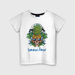 Футболка хлопковая детская Summer time Cool skull, цвет: белый