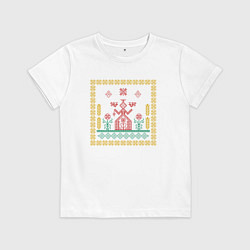 Футболка хлопковая детская Макошь Славянская Богиня Судьбы, цвет: белый