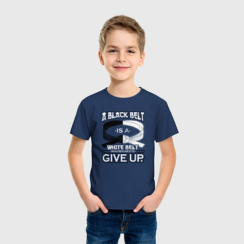 Детская футболка Черный пояс - это белый пояс, который отказался сд / Тёмно-синий – фото 3