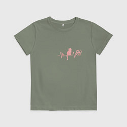 Футболка хлопковая детская Кардио котик, цвет: авокадо