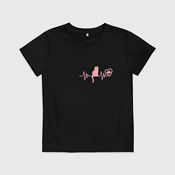 Футболка хлопковая детская Кардио котик, цвет: черный