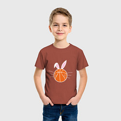 Футболка хлопковая детская Basketball Bunny, цвет: кирпичный — фото 2