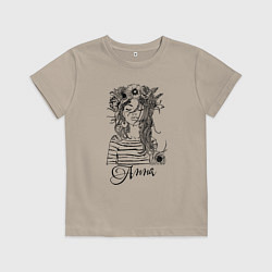 Футболка хлопковая детская Прекрасная Анна, цвет: миндальный