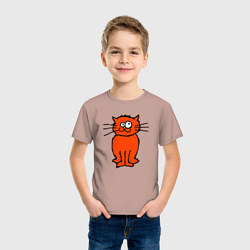 Детская футболка Забаный красный кот / Пыльно-розовый – фото 3