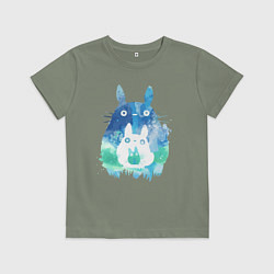 Футболка хлопковая детская Семья кроликов Акварель, цвет: авокадо