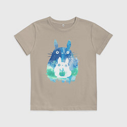 Футболка хлопковая детская Семья кроликов Акварель, цвет: миндальный