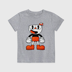 Футболка хлопковая детская Cuphead красная чашечка, цвет: меланж