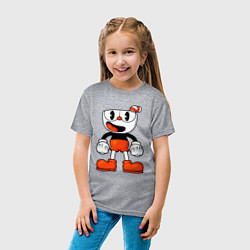 Футболка хлопковая детская Cuphead красная чашечка, цвет: меланж — фото 2