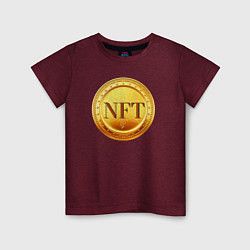 Футболка хлопковая детская NFT токен, цвет: меланж-бордовый