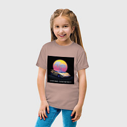 Футболка хлопковая детская Stay Rad, Stay Retro Retrowave, цвет: пыльно-розовый — фото 2