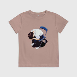 Футболка хлопковая детская Синдзи Икари на стуле, цвет: пыльно-розовый