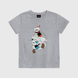 Футболка хлопковая детская Чашки Cuphead, цвет: меланж