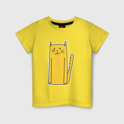 Футболка хлопковая детская Длинный желтый кот, цвет: желтый