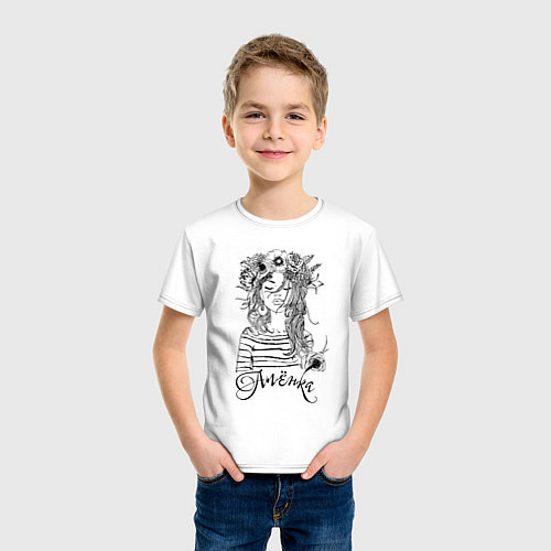 Детская футболка Прекрасная Алёнка / Белый – фото 3