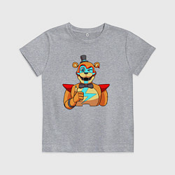 Футболка хлопковая детская Five Nights at Freddys: Security Breach - Глэмрок, цвет: меланж