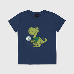 Футболка хлопковая детская Volleyball Dinosaur, цвет: тёмно-синий