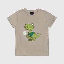 Футболка хлопковая детская Volleyball Dinosaur, цвет: миндальный