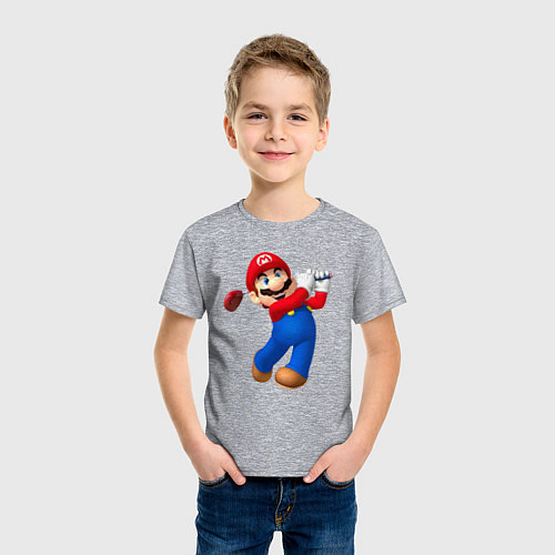 Детская футболка Марио - крутейший гольфист Super Mario / Меланж – фото 3