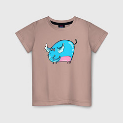 Футболка хлопковая детская Большой голубой слон, цвет: пыльно-розовый