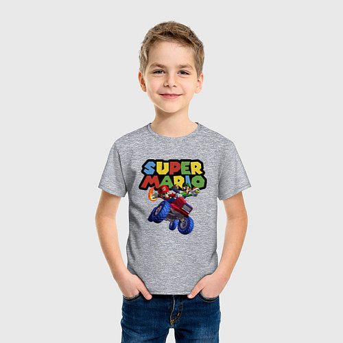 Детская футболка Марио и Луиджи гонщики Super Mario / Меланж – фото 3
