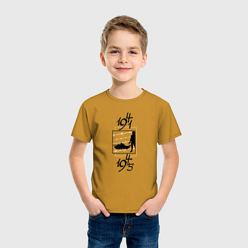 Детская футболка Великий солдат ВОВ / Горчичный – фото 3