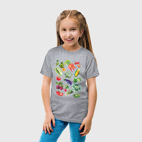 Детская футболка Акварельная иллюстрация Овощи / Меланж – фото 4