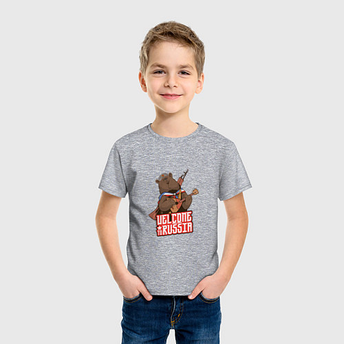 Детская футболка Россия - Добро пожаловать / Меланж – фото 3
