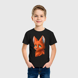 Футболка хлопковая детская Милая лисичка Cute fox, цвет: черный — фото 2