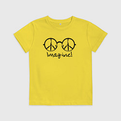 Футболка хлопковая детская Очки Джона Леннона Imagine, цвет: желтый