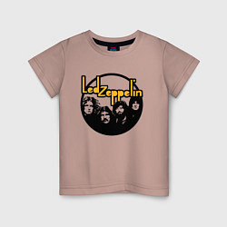 Футболка хлопковая детская Led Zeppelin Лед Зеппелин, цвет: пыльно-розовый