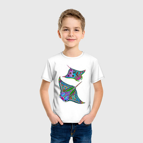 Детская футболка Скаты с психоделической раскраской / Белый – фото 3