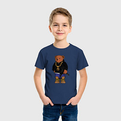Футболка хлопковая детская Gangsta bear Крутой мишка, цвет: тёмно-синий — фото 2