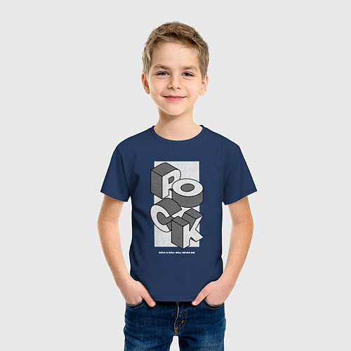 Детская футболка Rock&Roll never dies / Тёмно-синий – фото 3