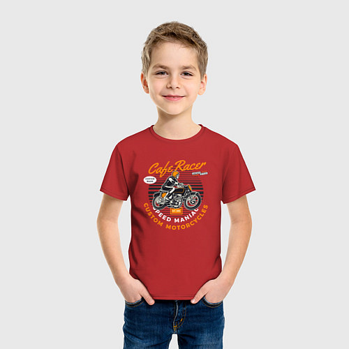 Детская футболка Мотоциклист мото / Красный – фото 3