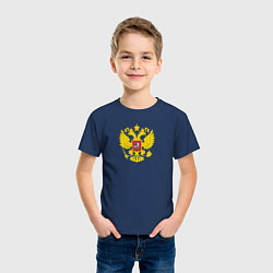 Футболка хлопковая детская Герб россии, цвет: тёмно-синий — фото 2