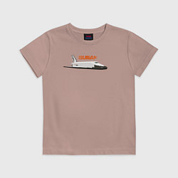 Футболка хлопковая детская Буран шаттл СССР, цвет: пыльно-розовый
