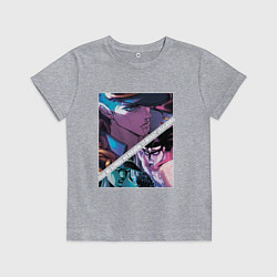 Футболка хлопковая детская Джотаро Куджо из ДжоДжо, цвет: меланж
