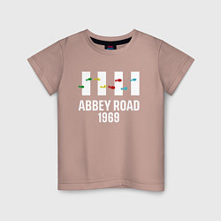 Футболка хлопковая детская THE BEATLES ABBEY ROAD, цвет: пыльно-розовый