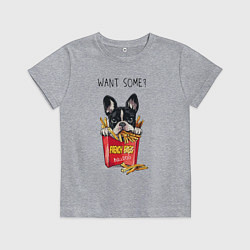 Футболка хлопковая детская БУЛЬДОГ В КАРТОШКЕ ФРИ, цвет: меланж